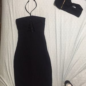 Black halter top dress